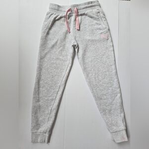 Puma Kids Light Gray Joggers with Pink Details